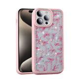 Gpack Apple iPhone 14 Pro uyumlu Kılıf Simli ve Taşlı Dizayn Azra Kapak