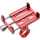 Ally KR01 Bisiklet Motorsiklet Gidon Telefon Tutucu,metal Vidalı Kırmızı
