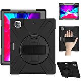 Ally İPad Pro 12.9-inch (2021)-(2020) Kılıf Kalem Yerli 3 Katmanlı Standlı Zırh Kılıf-Shockproof SİYAH