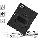 Ally İPad Pro 12.9-inch (2021)-(2020) Kılıf Kalem Yerli 3 Katmanlı Standlı Zırh Kılıf-Shockproof SİYAH