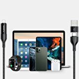 Floveme 4in1 USB To Type C -Type to Type Kablosu+iPhone Başlık USB 1M SİYAH