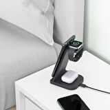 ALLY 15W 3in1 Şarj Standı Wireless Kablosuz Şarj iPhone+iWatch+AirPods YM-UD21 SİYAH
