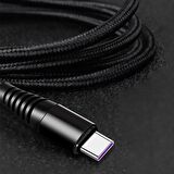 ALLY 5A Ultra Hızlı Şarj USB Şarj Kablosu Type-C 1metre SİYAH
