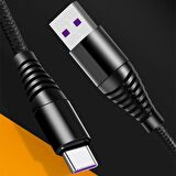 ALLY 5A Ultra Hızlı Şarj USB Şarj Kablosu Type-C 1metre SİYAH