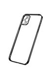 ALLY İPhone 12 Pro 6.1 Metal Görünümlü Darbeye Dayanıklı Silikon Kılıf SİYAH