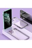 ALLY İPhone 12 Pro 6.1 Metal Görünümlü Darbeye Dayanıklı Silikon Kılıf SİYAH