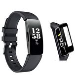 Fitbit Inspire HR 3D kavisli PC+PMMA Full Ekran Koruyucu SİYAH