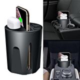 ALLY X9A Cup Araç İçin İPhone 11-12 Kablosuz Şarj Cihazı Airpods Şarj 2 Usb SİYAH
