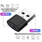 ALLY USB to Type-C Dişi Çevirici Dönüştürücü Adaptör SİYAH