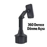 ALLY Bardaklık Uyumlu Telefon Tutucu Magsafe iPhone 12 Serisi 15W Kablosuz Hızlı Şarj Cihazı SİYAH