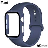 Apple Watch 4-5-6 40mm Silikon Kordon Kayış ve Ekran Koruyucu Kılıf