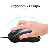 Ally HXSJ J900 USB Kablolu RGB Dpi Oyuncu Mouse Gaming Mouse SİYAH
