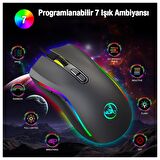 HXSJ A869 7200DPI Ayarlanabilir RGB Işık Gaming Oyuncu Mouse SİYAH