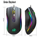 HXSJ A869 7200DPI Ayarlanabilir RGB Işık Gaming Oyuncu Mouse SİYAH