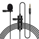 ALLY 3.5MM Universal Lavalier Kablolu Yaka Mikrofonu 6 Metre SİYAH