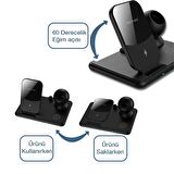 ALLY W58 15W Qi Hızlı Şarj 4 in 1 iPhone+ AirPods Pro Kablosuz Şarj Standı SİYAH