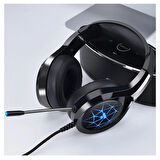 MC N1 LED Işıklı Mikrofonlu USB Kulaküstü Gamer Kulaklığı (Siyah-Mavi)