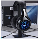 MC N1 LED Işıklı Mikrofonlu USB Kulaküstü Gamer Kulaklığı (Siyah-Mavi)
