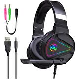Hxsj F16 Rgb Işık Mikrofonlu Kulaküstü Oyuncu Kulaklığı SİYAH