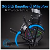 Hxsj F16 Rgb Işık Mikrofonlu Kulaküstü Oyuncu Kulaklığı SİYAH
