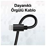 Ally USB-Type C iPhone 20W PD Hızlı Şarj Kablosu 20CM Kısa Kopmaz Halat Kablo SİYAH