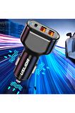 Uslion 30w 2 Usb + Type-c Girişli Qc3.0 Hızlı Araç Çakmaklık Şarjı Siyah