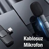 Ally K8 Type-C Tak Konuş Wireless Kablosuz Mini Yaka Mikrofonu Canlı Yayın Mikrofonu SİYAH