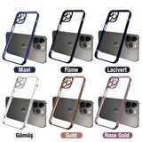 ALLY Fashion Series iPhone 13 Pro 6.1inç Kılıf Renkli Kenar Lazer Çerçeveli Silikon Kılıf MAVİ