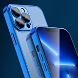 ALLY Fashion Series iPhone 13 Pro 6.1inç Kılıf Renkli Kenar Lazer Çerçeveli Silikon Kılıf MAVİ