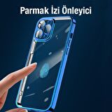 ALLY Fashion Series iPhone 13 Pro 6.1inç Kılıf Renkli Kenar Lazer Çerçeveli Silikon Kılıf MAVİ