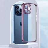 ALLY Fashion Series iPhone 13 Pro 6.1inç Kılıf Renkli Kenar Lazer Çerçeveli Silikon Kılıf ROSE GOLD