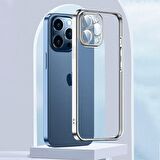 ALLY Fashion Series iPhone 13 Pro 6.1inç Kılıf Renkli Kenar Lazer Çerçeveli Silikon Kılıf GÜMÜŞ