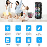 Universal ZQS4239 Mikrofonlu Taşınabilir Speaker Led Işıklı Bluetooth Hoparlör