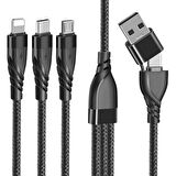 3in1 Type-C + USB To Lightning + Type-c + Micro Usb Şarj ve Data Kablosu (Siyah)