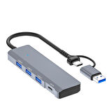 Universal ADS-309D 4 Portlu USB+Type-C USB 3.0 Çoklayıcı Data HUB Adaptör