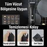 EZERE Saç sakal vücut tıraş makinesi Su Geçirmez Dijital Göstergeli Siyah