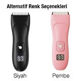 EZERE Saç sakal vücut tıraş makinesi Su Geçirmez Dijital Göstergeli Pembe