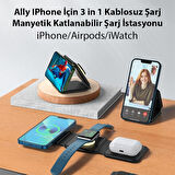 IPhone İçin 3 in 1 Kablosuz Şarj Manyetik Katlanabilir Şarj İstasyonu