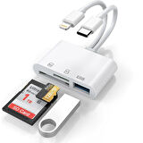 ALLY NK-103PRO Type-c/Lightning to SD-TF Kart Çevirici USB Kamera Okuyucu Adaptör