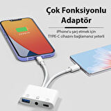 ALLY NK-109PRO Type-c/Lightning to USB-A 3.5mm Kulaklik ve Type-c Kamera Okuyucu Çevirici Adaptör