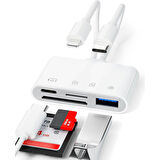 ALLY NK-104PRO Type-c/IPhone to Type-c + SD-TF Kart Çevirici Ve USB Kamera Okuyucu Adaptör