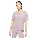Nike W Ny Df Layer Ss Top Kadın Mor T-shirt - CJ93