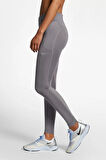 Nike Fast Mid-Rise Running Leggins File Panelli Normal Belli Sıkılaştırıcı Gri Kadın SporTaytı 