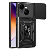 Gpack Tecno Spark Go 1 uyumlu Kılıf Pars Sürgülü Kamera Korumalı Yüzüklü Sert Silikon