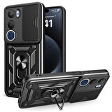 Gpack Vivo Y19S uyumlu Kılıf Pars Sürgülü Kamera Korumalı Yüzüklü Sert Silikon