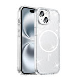 Gpack Apple iPhone 13 uyumlu Kılıf M-Safe Şarj Özellikli Simli Saydam Maris Kapak