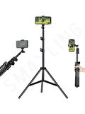 Bluetooth Kumandalı 210 Cm Tripod Telefon Tutuculu Selfie Çubuğu Telefon, Kamera Ve Lamp Tripodu