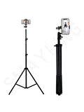 Bluetooth Kumandalı 210 Cm Tripod Telefon Tutuculu Selfie Çubuğu Telefon, Kamera Ve Lamp Tripodu