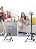 Bluetooth Kumandalı 210 Cm Tripod Telefon Tutuculu Selfie Çubuğu Telefon, Kamera Ve Lamp Tripodu