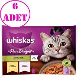 Whiskas Pouch Pure Delight Jöle İçinde Tavuklu ve Somonlu Yetişkin Kedi Konservesi 85gr (4'lü) 6 AD